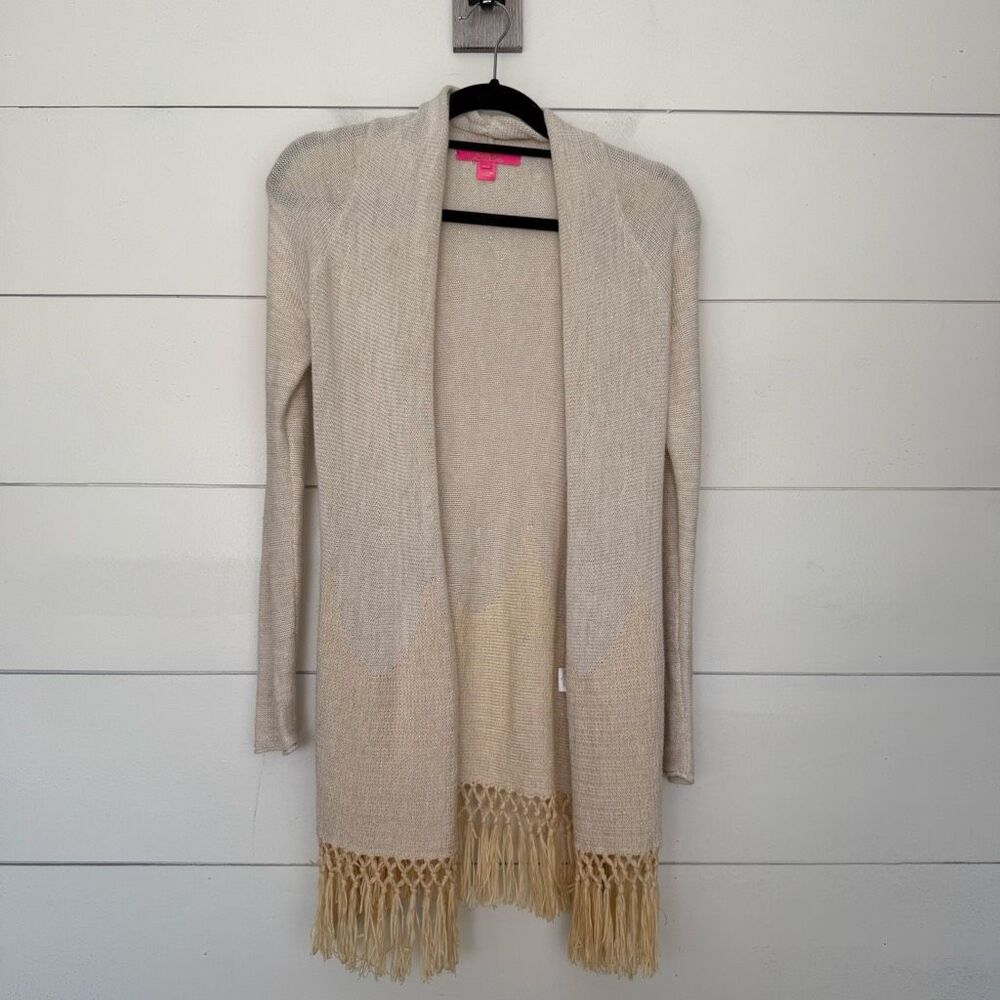 Lilly Pulitzer Women’s XXS Metallic Gold Tatum Fringe Cardigan
